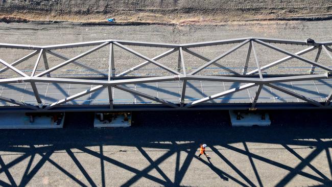 The main span for the new Luke Bowen pedestrian bridge is set to be lifted over the Pacific Highway this weekend.