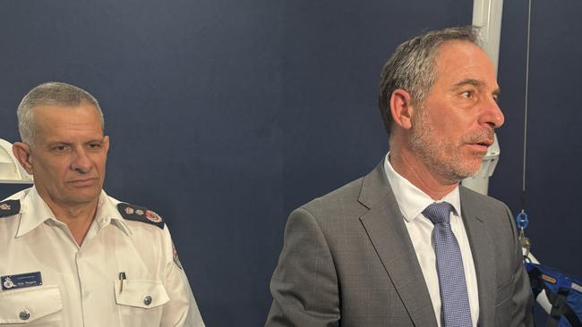 RFS Commissioner Rob Rogers and Emergency Services Minister Jihad Dib. Photo: Tijana Birdjan