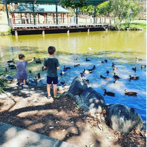 For AussieDebtFreeGirl Emily, frugal family fun includes hitting the park for a picnic and feeding the ducks with her two children.