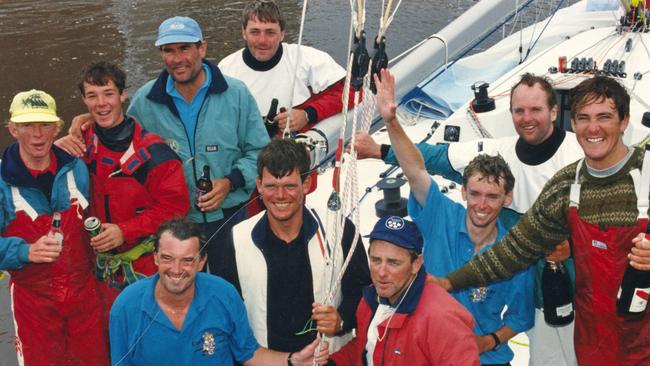 Olympic sailor Greg Hyde, right in white and blue top, with the Cuckoos Nest crew. Pic: Hyde family