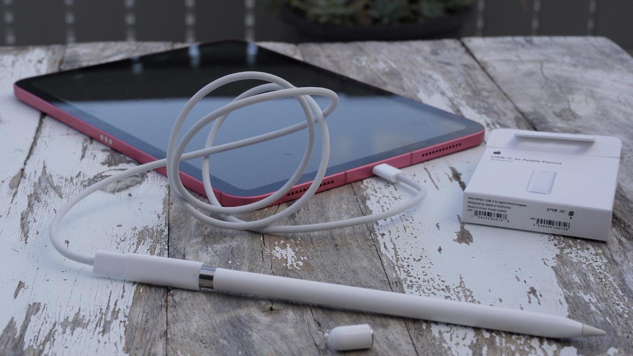 As there’s now a USB-C port instead of a Lightning port, charging the Apple Pencil 1 through the new iPad is a little cumbersome. Picture: Elly Awesome