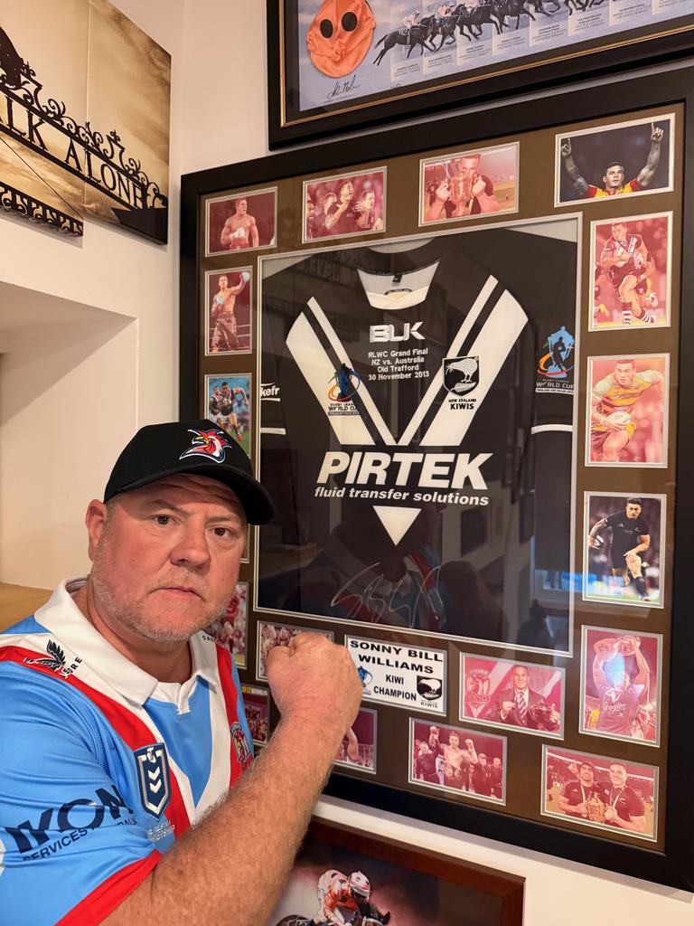Scott Hogan owns the Sonny Bill Williams jersey once given to Paul Gallen. Credit: Supplied.