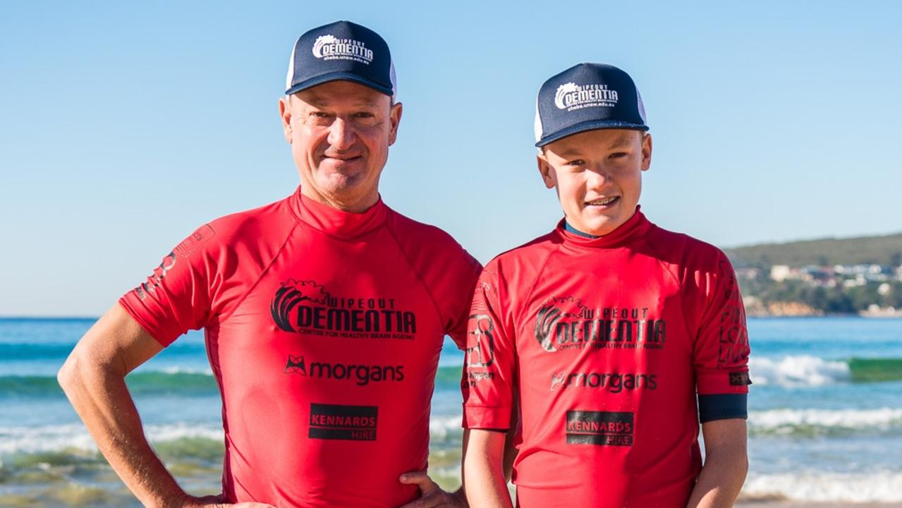 Peter and Lachlan Chittenden participating in the Wipeout Dementia fundraiser in 2019. Picture: Supplied