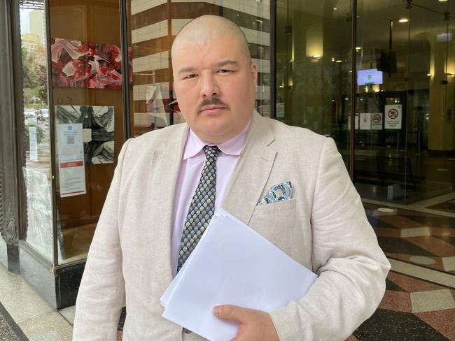 Simeon Boikov, aka The Aussie Cossack, outside Downing Centre Local Court.