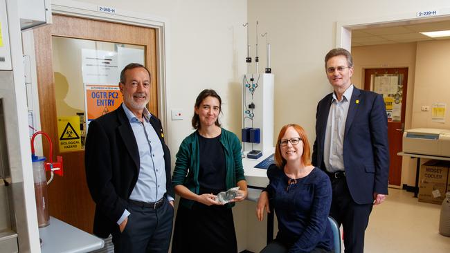 Professor Angel Lopez, Dr Tessa Gargett, Dr Lisa Ebert and Professor Michael Brown pictured at Cellular Therapies, SA Pathology.