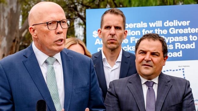 Tony Pasin, right, describes the Nationals’ decision to desert the Coalition in the wake of Peter Dutton’s election loss as “the greatest act of political self-harm ever seen”.