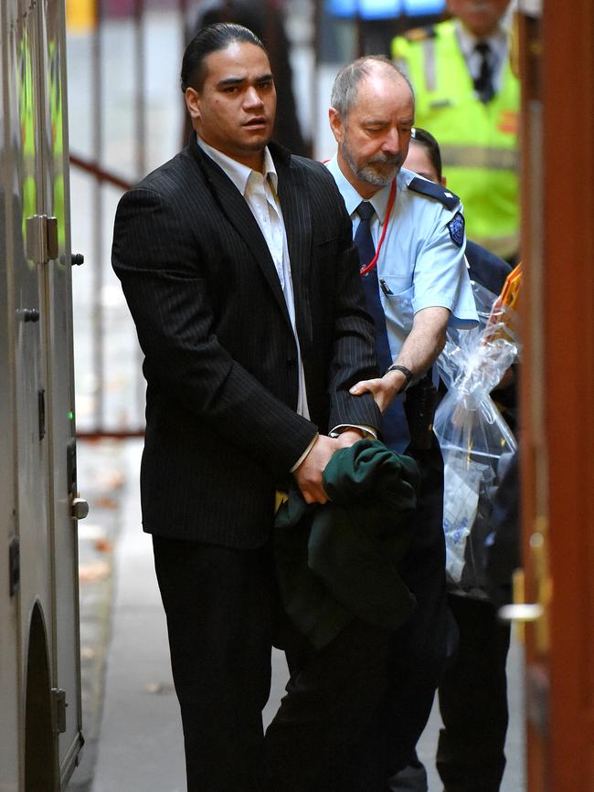 Steve Cook arrives in the prison van at Mebourne Supreme Court Picture: Nicole Garmston