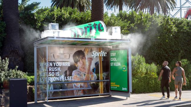 A customised Sprite campaign on JC Decaux street furniture In Victoria.