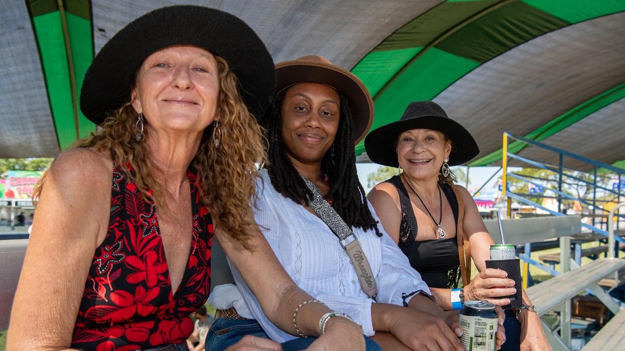 Trisha, Jasmine and Janelle at the 2024 Top End Rock N Rodeo Muster at the Darwin Showgrounds. Picture: Pema Tamang Pakhrin.