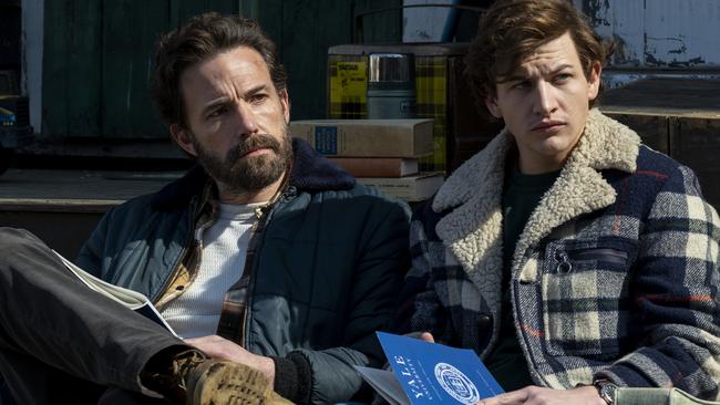 Ben Affleck and Tye Sheridan in a scene from The Tender Bar.