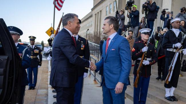Richard Marles meets with US Defence Secretary Pete Hegseth in Washington DC. Picture: Supplied