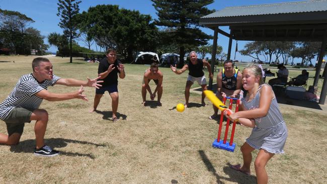 Families love playing cricket at Kurrawa Park Picture Mike Batterham