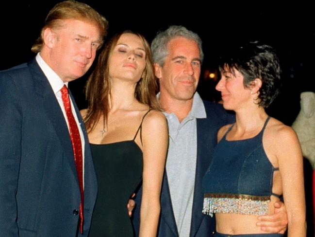 Donald Trump and his then girlfriend (and future wife) Melania Knauss, Jeffrey Epstein, and Ghislaine Maxwell pose together at the Mar-a-Lago club, Palm Beach, in 2000. Picture: Getty