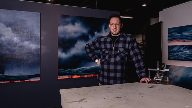 Artist Joshua Andree in his studio. Picture: Linda Higginson