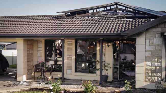 A house in McLaren Flat was one of three homes destroyed on Monday. Picture: AAP/MIKE BURTON