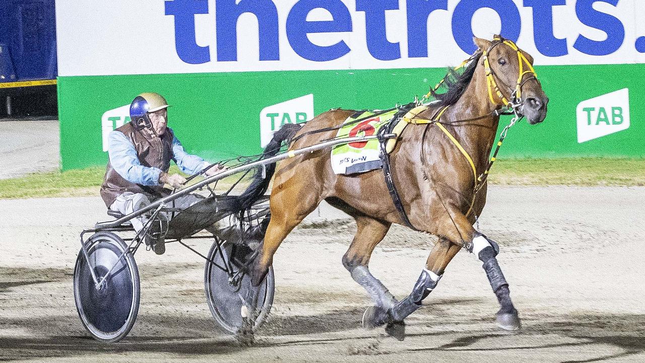 Leanne Leeann and 82 year-old driver Bob Kutchenmeister winning at Tabcorp Park Melton on Saturday January 28, 2023