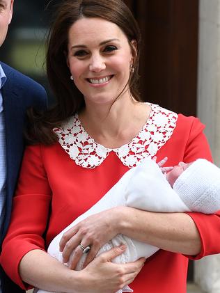 Diana Princess of Wales following birth of their second son, Prince Harry. Picture: AFPThe Duchess of Cambridge looked similar to Princess Diana in a red dress. Picture: James Whatling/Mega.