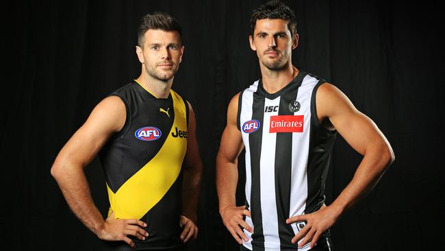 Richmond and Collingwood players will come together to make a stand against racism before the first bounce. Picture: Mark Stewart