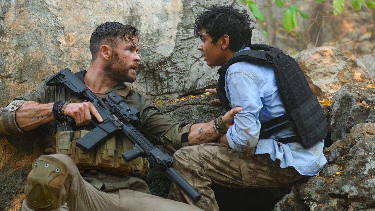 Chris Hemsworth and Rudhraksh Jaiswal in the movie Extraction, which is in production for a sequel.