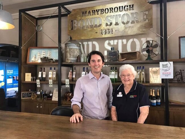 Tributes are flowing for respected and beloved Maryborough volunteer Ailsa Head, pictured with Fraser Coast Mayor George Seymour.