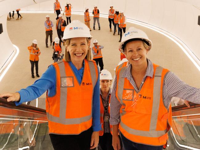 DAILY TELEGRAPH. JANUARY 10th, 2024A full tour of the City Metro train line between Sydenham to Victoria Cross, stopping at every station. Station: Victoria Cross. Photo of Jo Haylen & Nichola Keningale (Delivery Director)Photo: Tim Pascoe