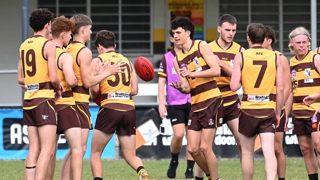 Aspley players warm up ahead of its May 4 clash with Wilston Grange. Picture, John Gass