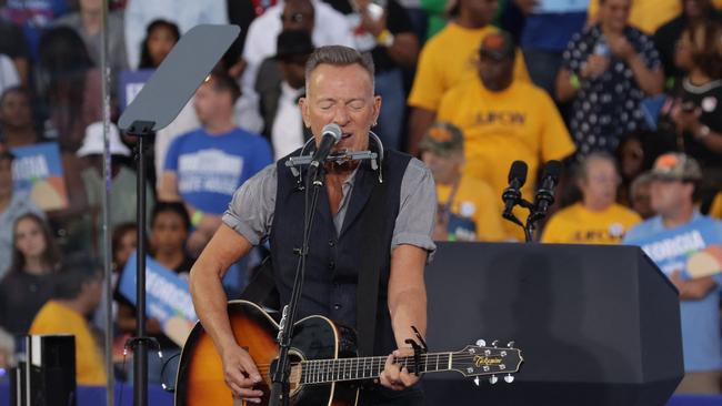 Legendary rocker Bruce Springsteen rallies for Democratic presidential nominee Kamala Harris in Georgia. Picture: AFP