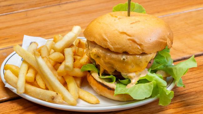 Cheeseburger at The Golden Sheaf Hotel. Picture: