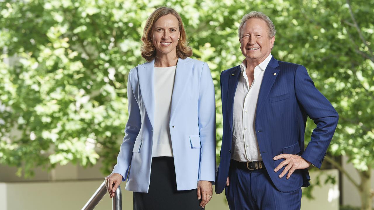 Fiona Hick and Fortescue chair Andrew Forrest. Picture: Frances Andrijich