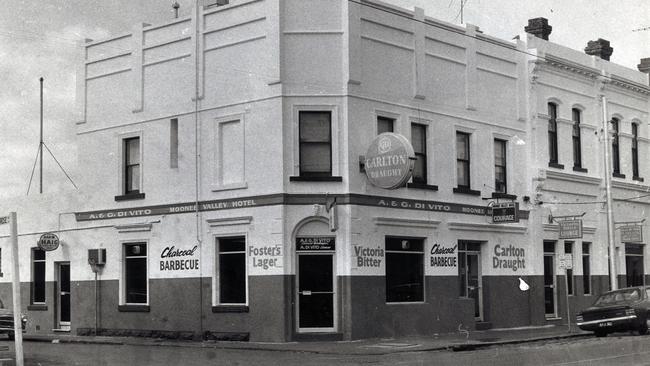 The Moonee Valley Hotel in 1973, where Nicolas Kolovrat was killed.