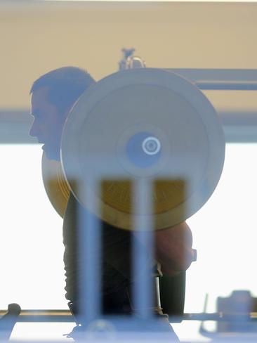 Jackman trained inside the North Bondi surf club. Picture: John Grainger