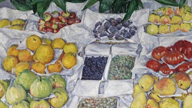 Gustave Caillebotte French 1848–94 Fruit displayed on a stand c. 1881–82 oil on canvas.