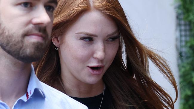 Rachelle Elise Perry leaving Brisbane Magistrates Court on Monday. Picture: Liam Kidston