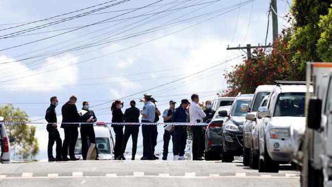 Police swarmed the scene in Guildford where the two men fatally shot on October 20, 2021. Picture: NCA NewsWire