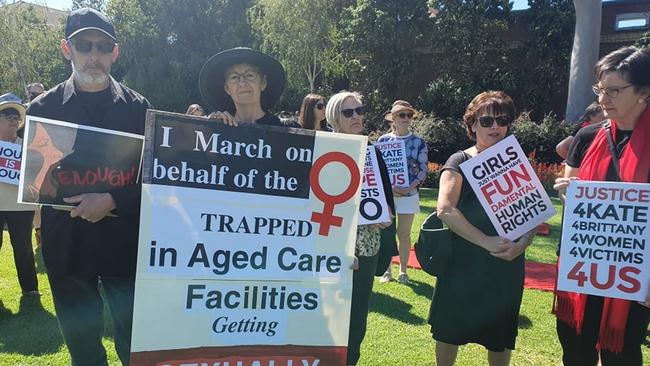 Women and men of all ages turn up in support of the Albury March 4 Justice.