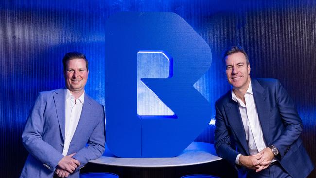 19/10/22 - Betr CEO Andrew Menz (left) and chairman Matt Tripp during the launch of new racing app Betr. Aaron Francis / The Australian