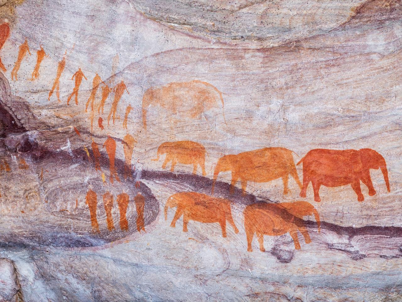 San rock art at the Stadsaal Caves in Cederberg Mountains