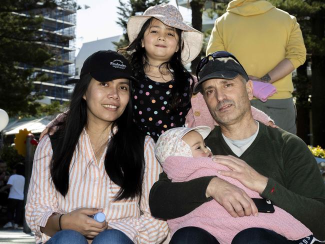 Angela Levy, Danielle, 4, Mia 8 months and Idor at CronullaFest at Cronulla on the 09/09/2023. Picture: Daily Telegraph/ Monique Harmer