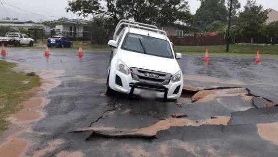 A sinkhole has opened up on a Cairns street. PHOTO: Supplied