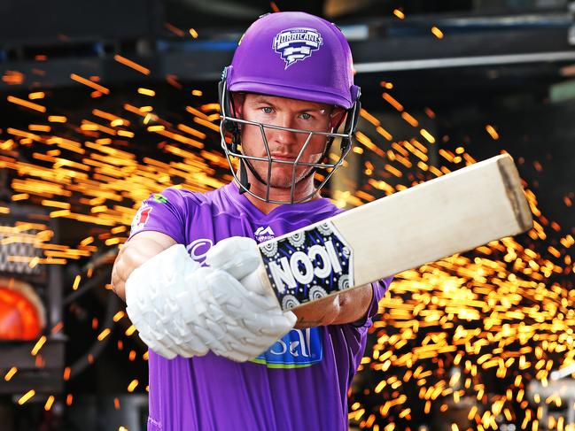 Hobart Hurricanes batsman D'Arcy Short photographed at Tasmanian blacksmith Pete Mattila's studio in Battery Point ahead of the Hurricanes BBL09 finals match against the Sydney Thunder at Blundstone Arena. Picture: Zak Simmonds