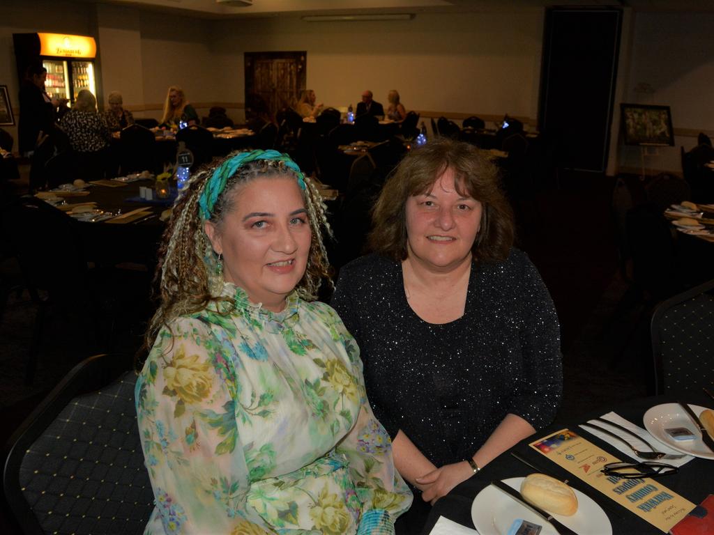 Norma (L) and Lynn-Marie (R) ready for a good night at Warwick's Coppers Ball charity event on Saturday night.