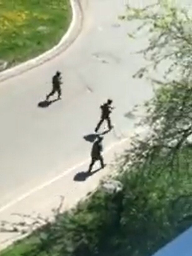 Unverified social media footage of 'Free Russia Legion' soldiers attacking Belgorod, Russia. Picture: @officejjsmart/Twitter