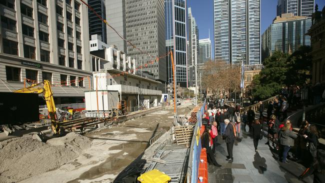 The light rail project in full swing on George St.