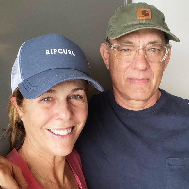 Rita Wilson and Tom Hanks posted a photo on Instragram of themselves in hospital with coronvirus.