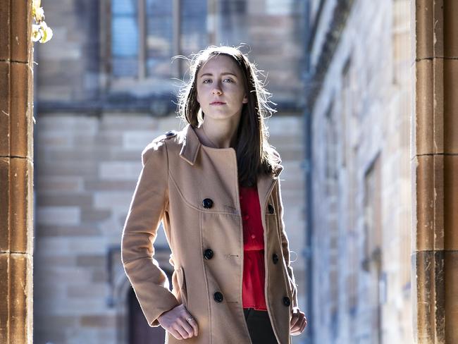 24/7/19: Hayley Cullen, who has done work on stranger danger, she appears in our podcast, NOWHERECHILD as a crime scene memory expert. Pictured at Sydney Uni. John Feder/The Australian.