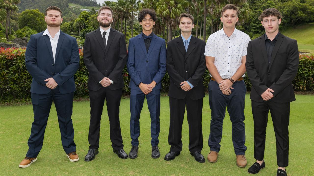 Zac Watson, Jack Myers, Seth Tyan, Jacob Whelan, Jakob Langdon &amp; Phoenyx Arnold at the Toormina High Formal.