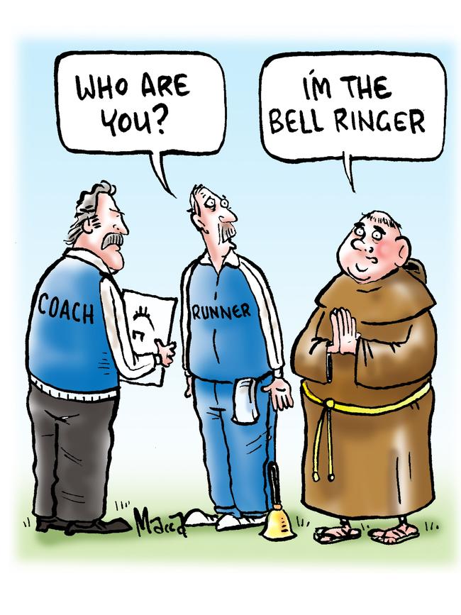 Before sirens were introduced a bell was used to notify players. Cartoon: Macca