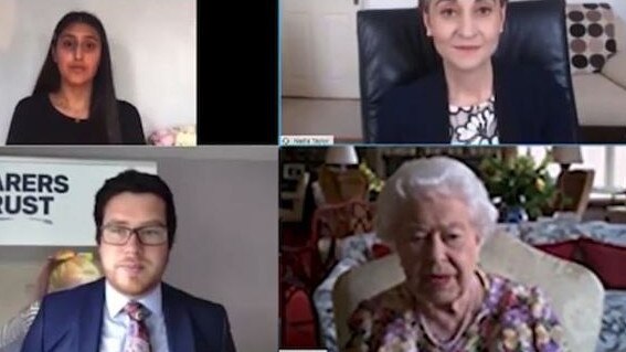 The Queen meets some of the UK's carers via Zoom. Picture: Twitter