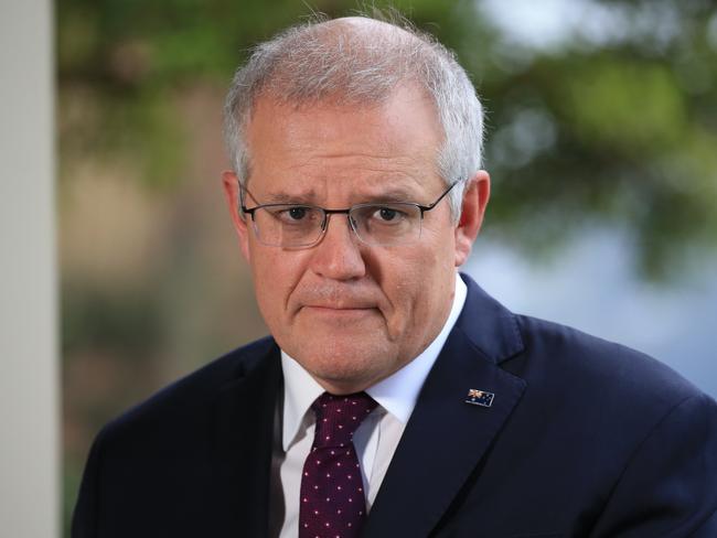 Australian Prime Minister Scott Morrison addresses the media during a press conference at Kirribilli House on July 09, 2021 in Sydney.Picture: Christian Gilles