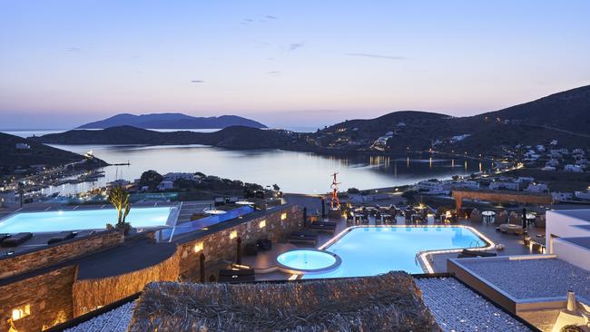 The view from the pool at Liostasi hotel on the Greek island of Ios.